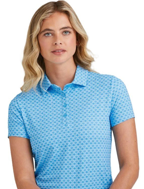 PING Aeria Printed dames polo, azure geo