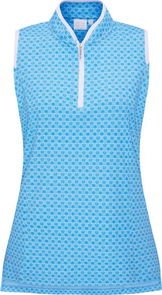 PING Penola Printed Sleeveless dames polo, azuro geo