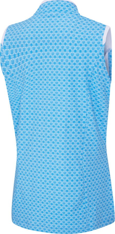 PING Penola Printed Sleeveless dames polo, azuro geo