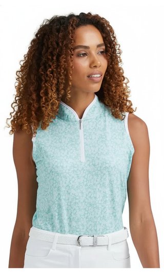 PING Penola Printed Sleeveless dames polo, splash