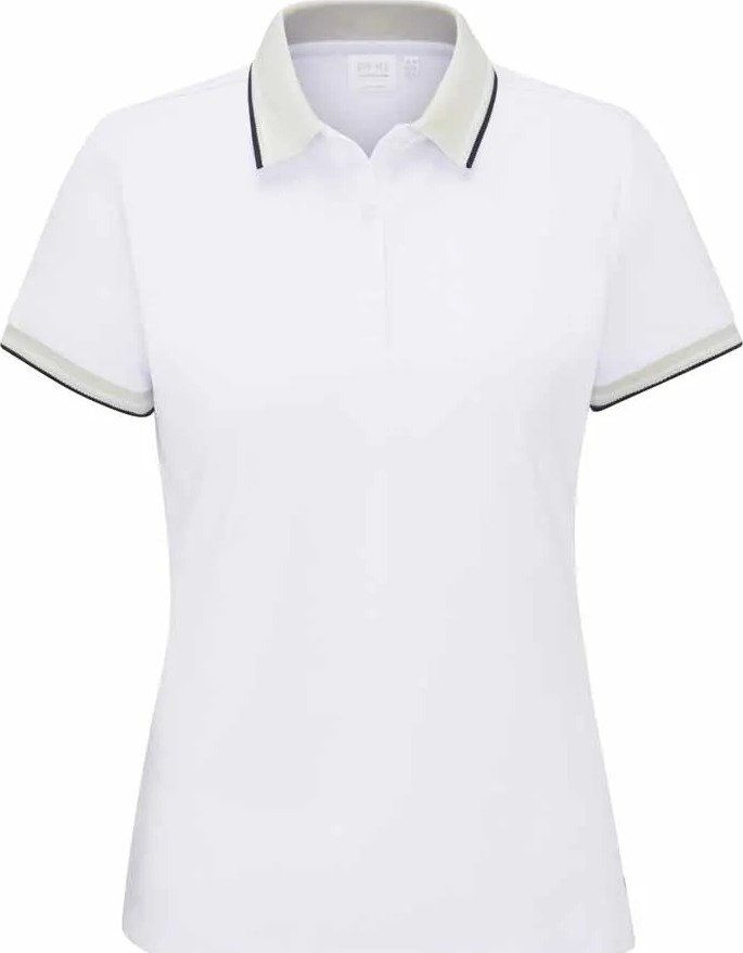 PING Viviana Tipped dames polo, white/pebble