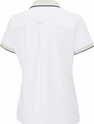 PING Viviana Tipped dames polo, white/pebble
