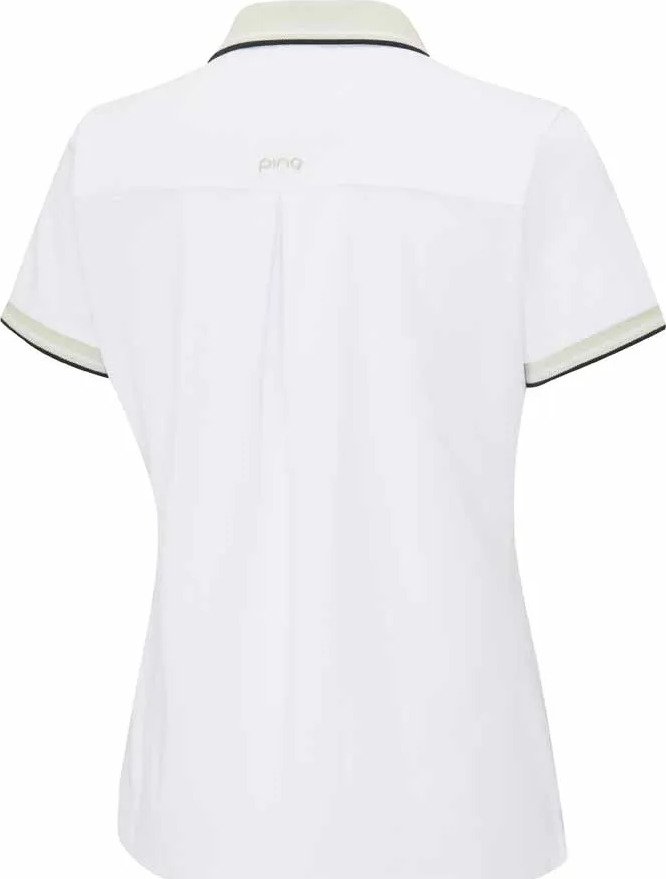 PING Viviana Tipped dames polo, white/pebble