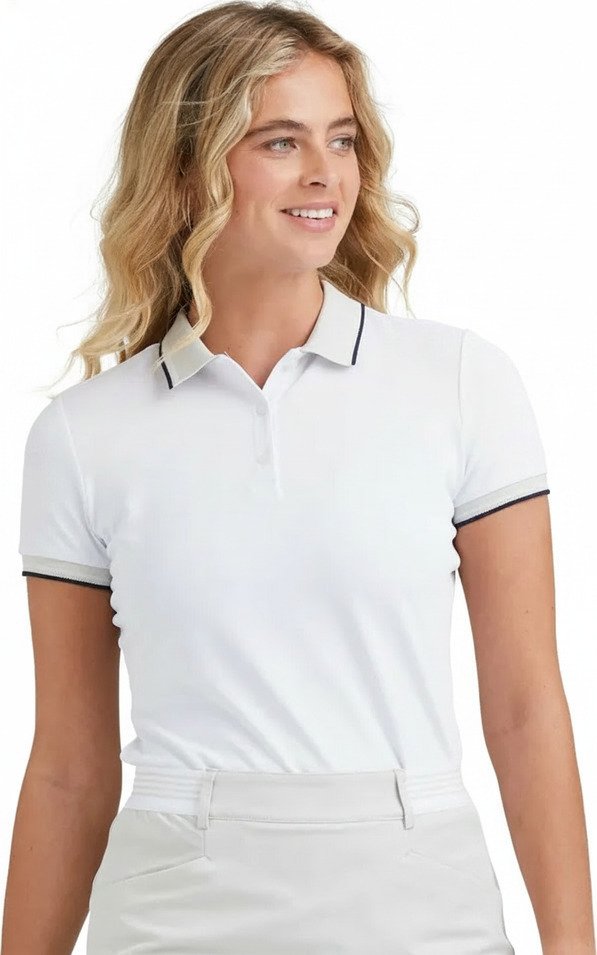PING Viviana Tipped dames polo, white/pebble