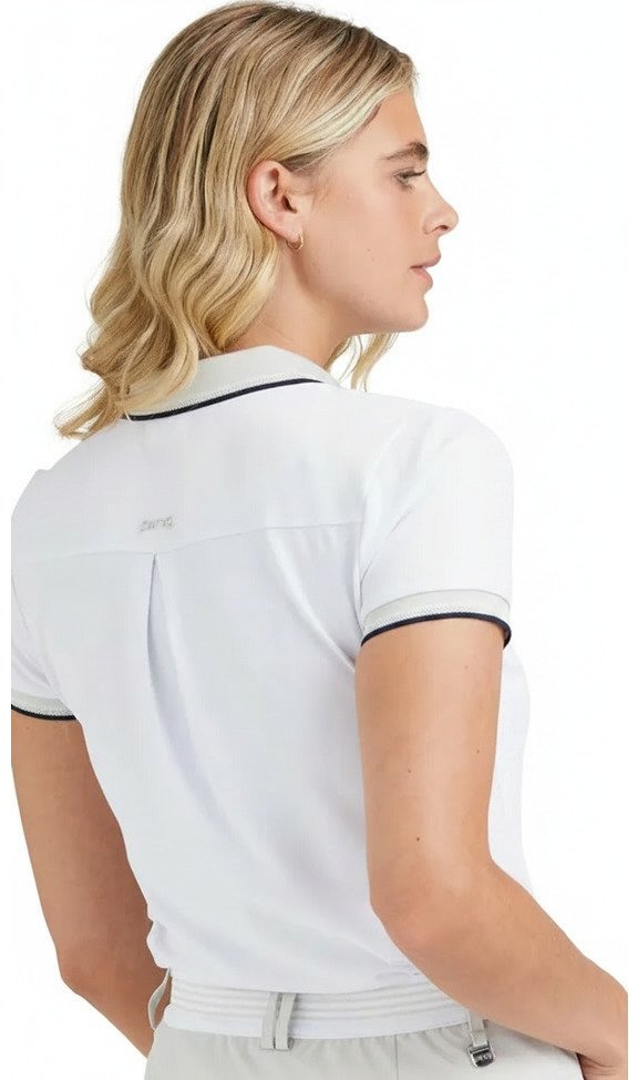 PING Viviana Tipped dames polo, white/pebble
