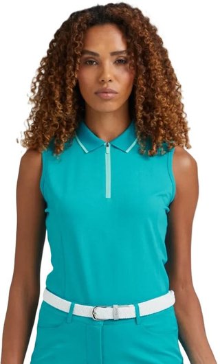 PING Eben Sleeveless dames polo, turquoise