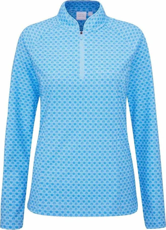PING Arwen Printed Longsleeve dames polo, azure geo