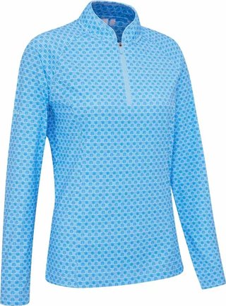 PING Arwen Printed Longsleeve dames polo, azure geo