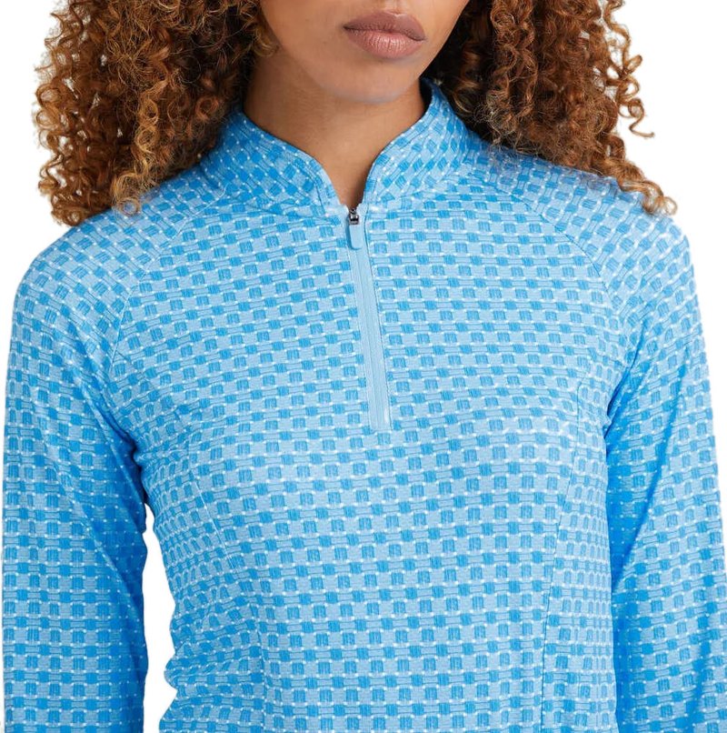 PING Arwen Printed Longsleeve dames polo, azure geo