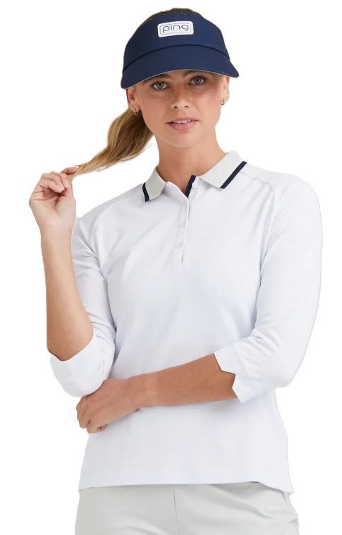 PING Alicia dames polo, wit/pebble