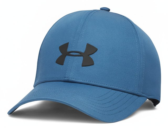 Blauwe cap met gebogen klep, vooraanzicht