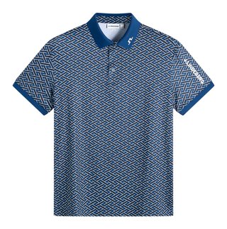 J.Lindeberg Tour Tech Print heren polo, ladder estate navy