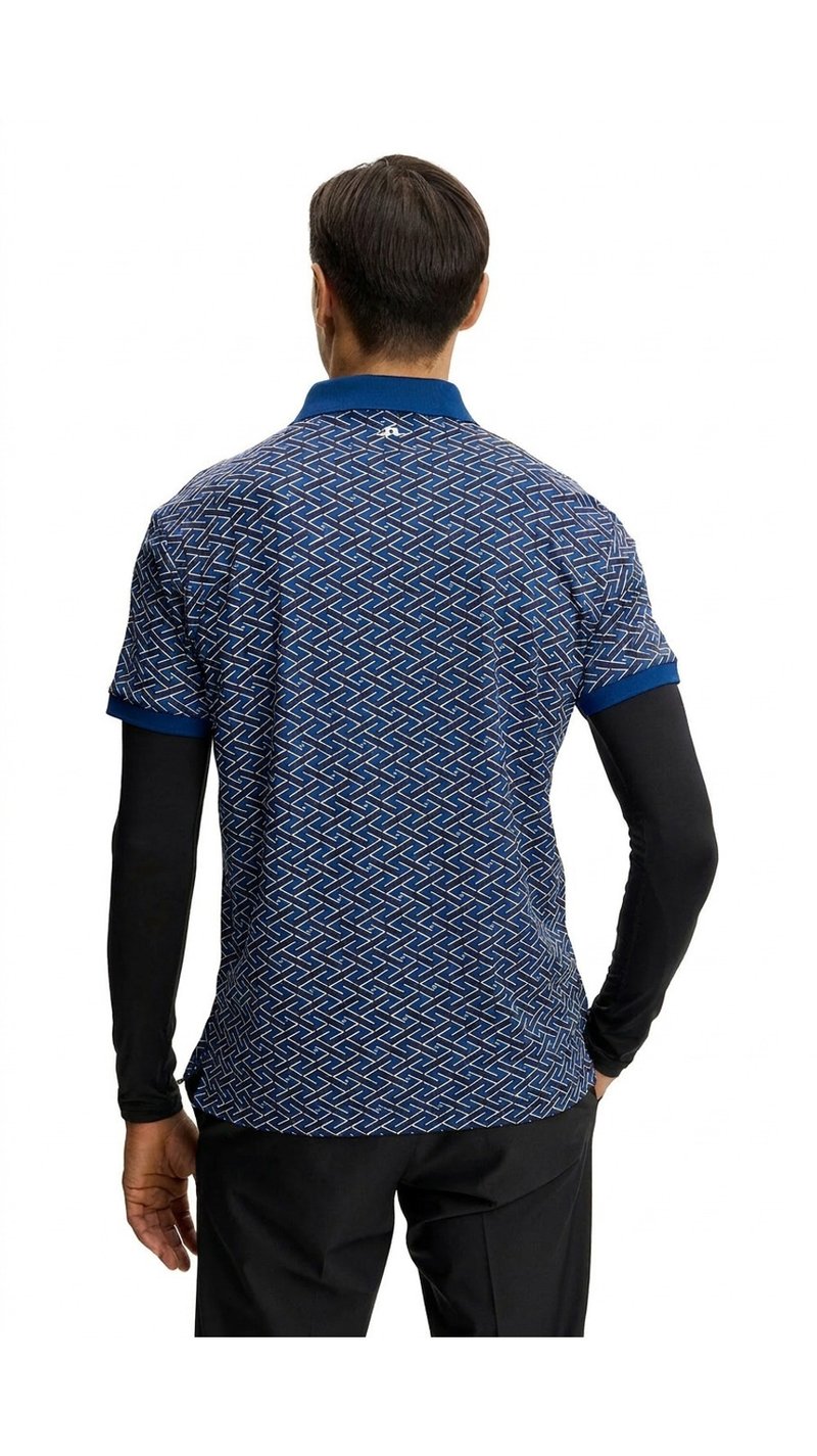 J.Lindeberg Tour Tech Print heren polo, ladder estate navy