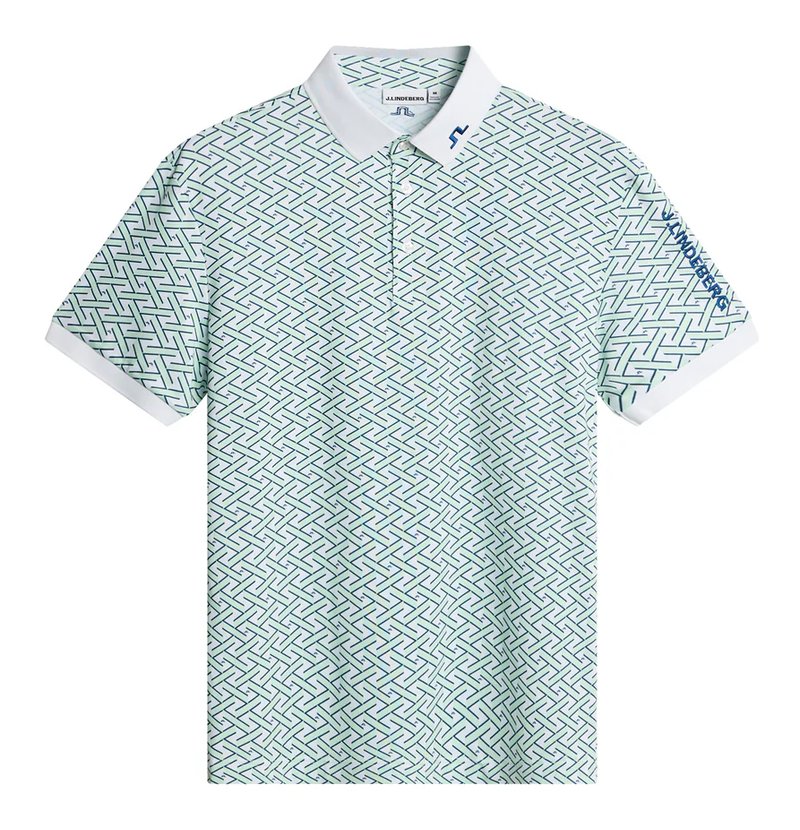 J.Lindeberg Tour Tech Print heren polo, ladder white bay