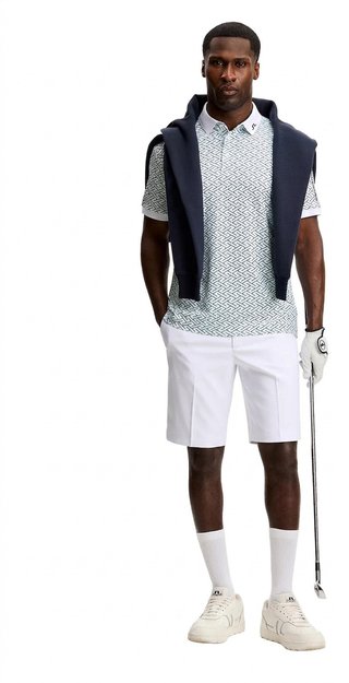 J.Lindeberg Tour Tech Print heren polo, ladder white bay