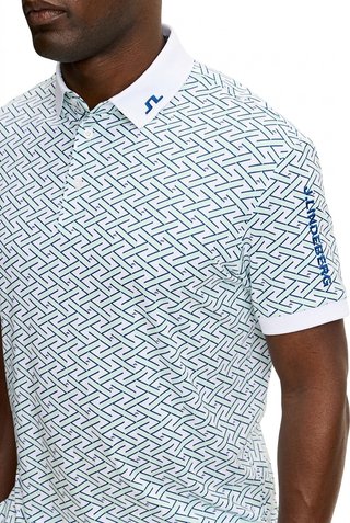 J.Lindeberg Tour Tech Print heren polo, ladder white bay