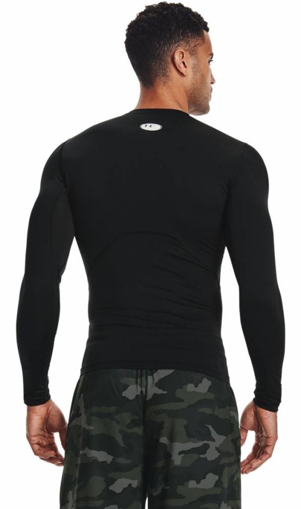 Under Armour HeatGear heren compressie shirt met lange mouwen, zwart/wit