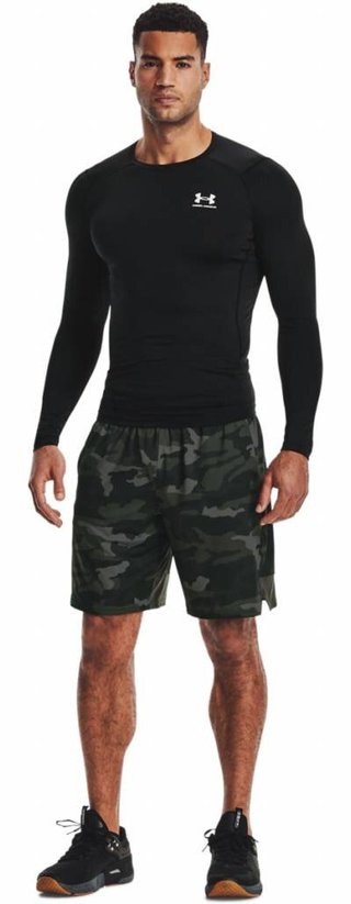 Under Armour HeatGear heren compressie shirt met lange mouwen, zwart/wit