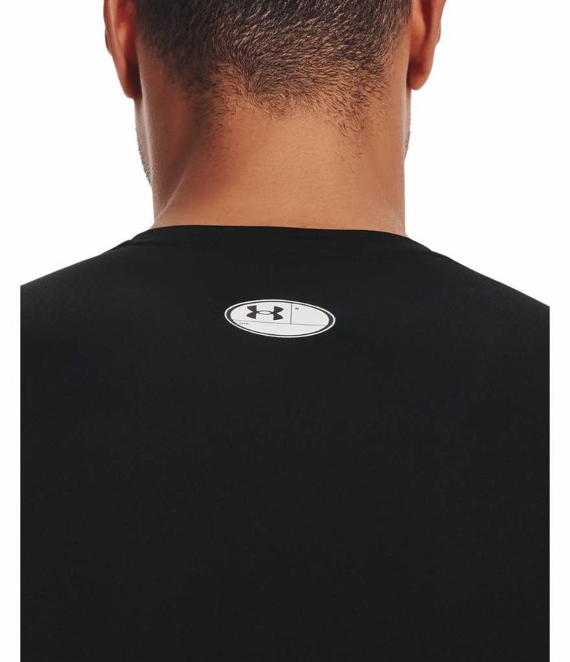 Under Armour HeatGear heren compressie shirt met lange mouwen, zwart/wit