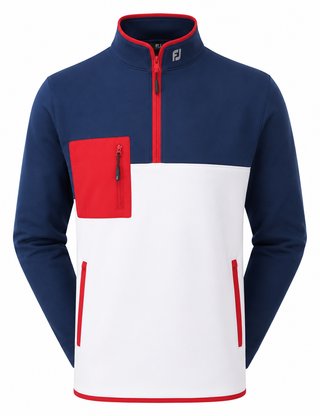 FootJoy Polar Fleece Chill-Out heren sweatshirt, navy/wit/rood