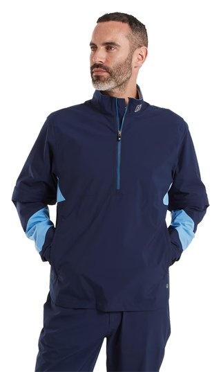 FootJoy HydroLite X Short Sleeve Rain heren regenhemd, navy/middenblauw