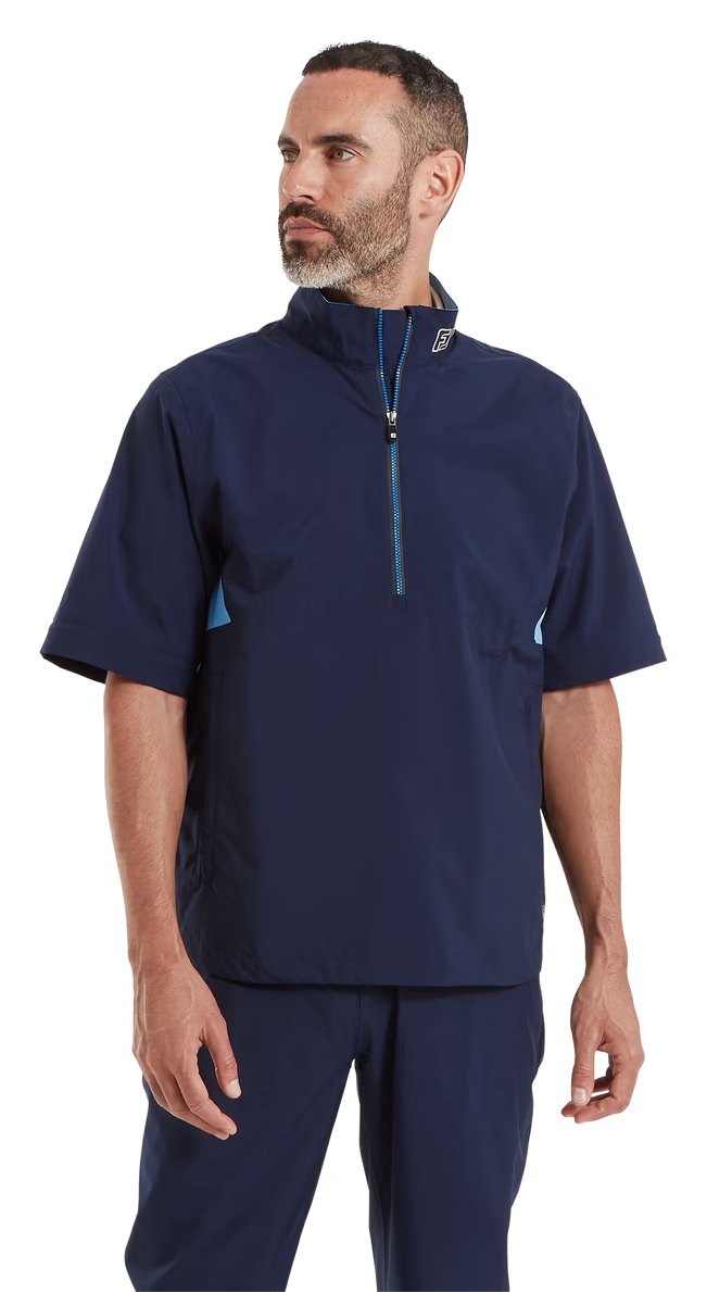FootJoy HydroLite X Short Sleeve Rain heren regenhemd, navy/middenblauw