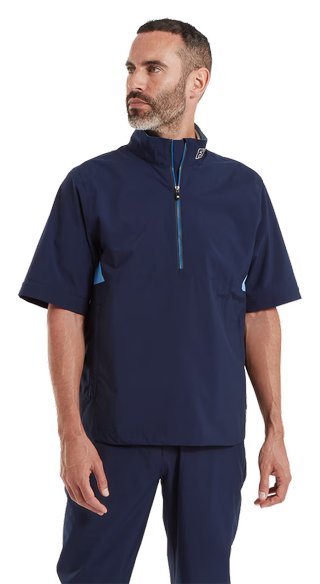 FootJoy HydroLite X Short Sleeve Rain heren regenhemd, navy/middenblauw