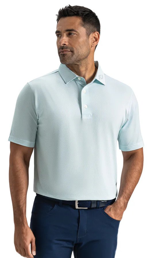 FootJoy Heritage Logo Lisle heren polo, wit/mint julep