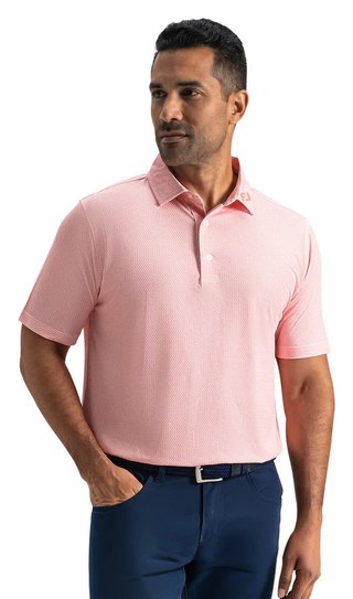 FootJoy Heritage Logo Lisle heren polo, wit/perzik