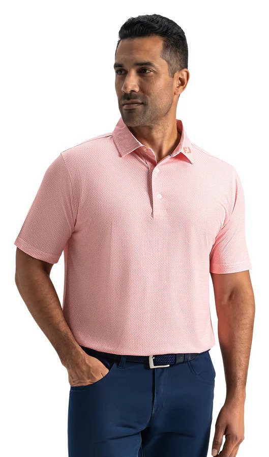 FootJoy Heritage Logo Lisle heren polo, wit/perzik