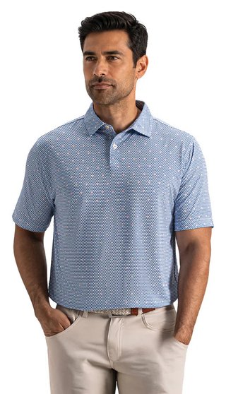 FootJoy Order Geometric Lisle heren polo, wit/riviera/peach