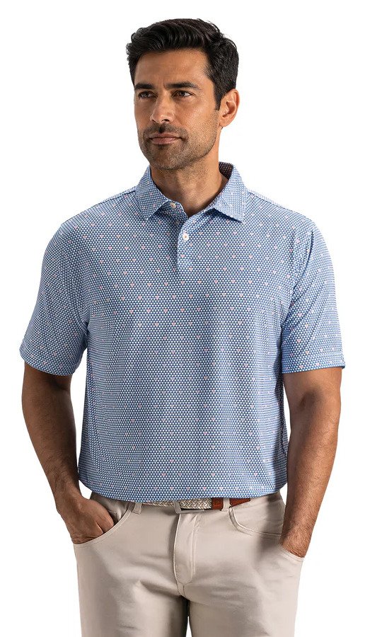 FootJoy Order Geometric Lisle heren polo, wit/riviera/peach