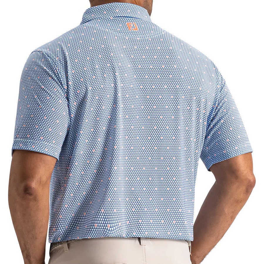 FootJoy Order Geometric Lisle heren polo, wit/riviera/peach