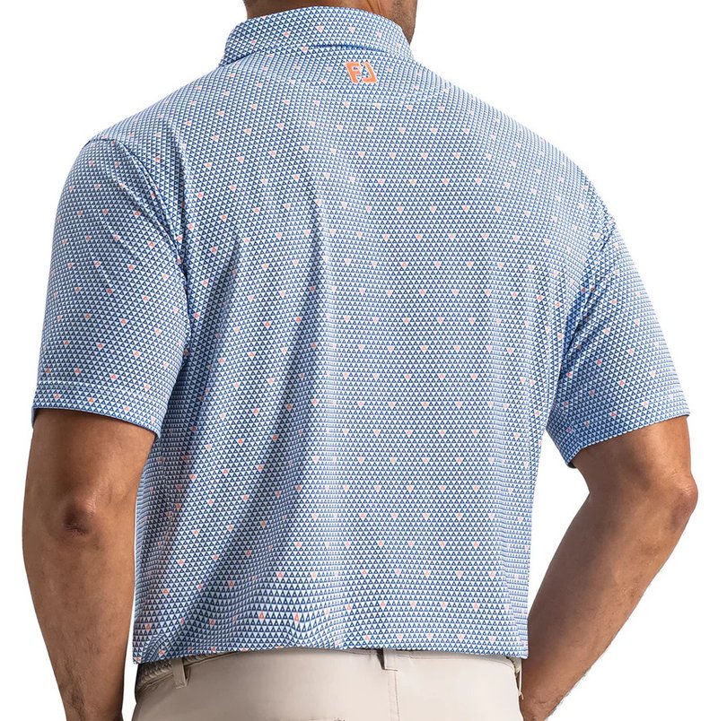 FootJoy Order Geometric Lisle heren polo, wit/riviera/peach