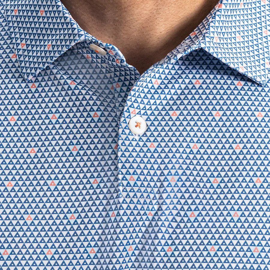 FootJoy Order Geometric Lisle heren polo, wit/riviera/peach