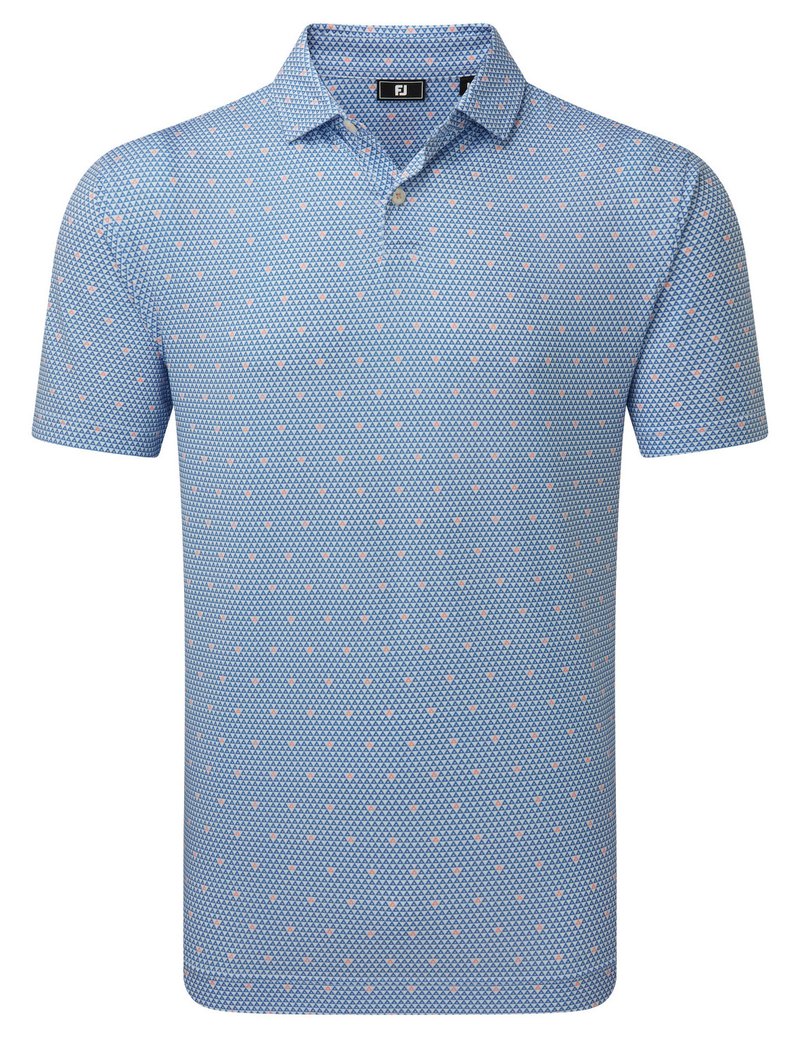 FootJoy Order Geometric Lisle heren polo, wit/riviera/peach