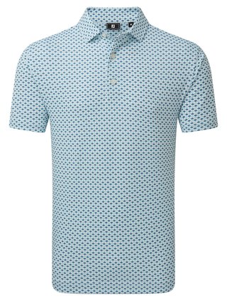FootJoy Ginko Geo Pique heren polo, white/mint julep/winward blue