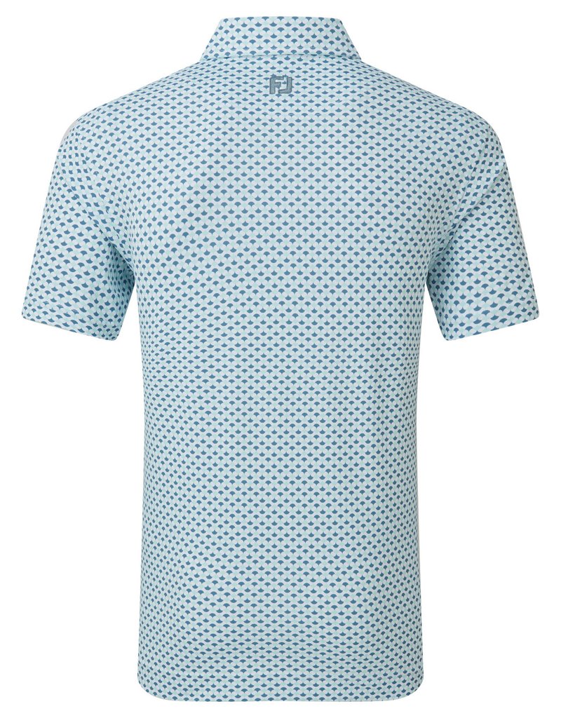 FootJoy Ginko Geo Pique heren polo, white/mint julep/winward blue