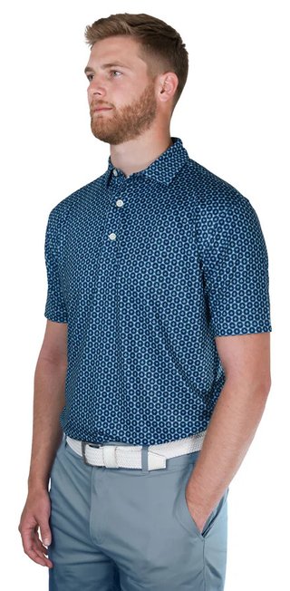FootJoy Vegas Marker Lisle heren polo, mint julep/navy/wizard blue