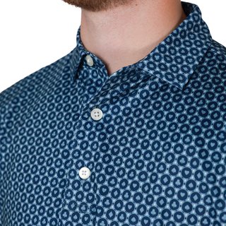 FootJoy Vegas Marker Lisle heren polo, mint julep/navy/wizard blue