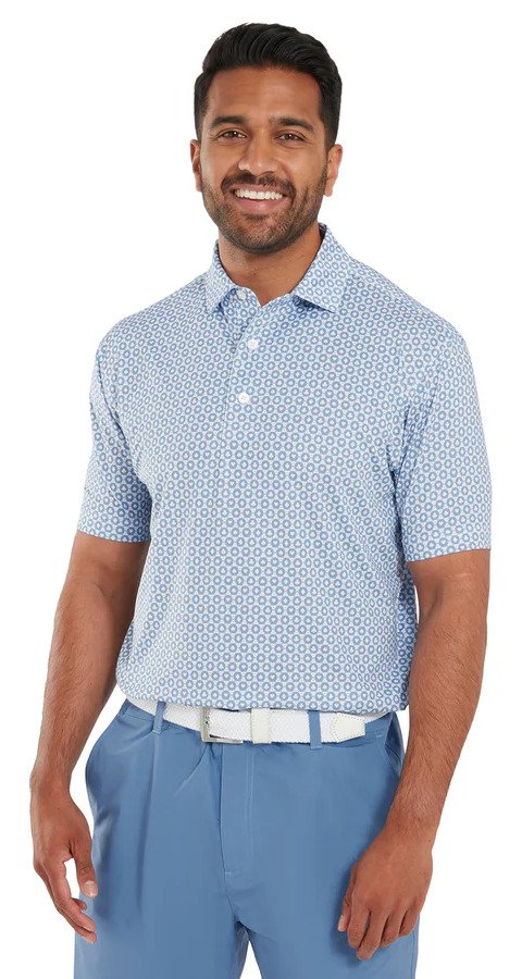 FootJoy Vegas Marker Lisle heren polo, wit/riviera/peach