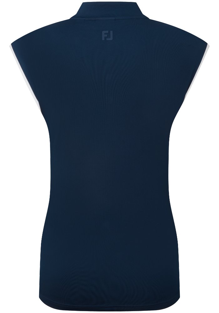 FootJoy Mock Neck Snap Front dames polo, navy/white