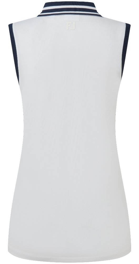 FootJoy Contrast Rib Knit Sleeveless dames polo, wit/navy