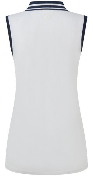 FootJoy Contrast Rib Knit Sleeveless dames polo, wit/navy