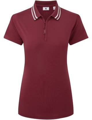 FootJoy Loop Button dames polo, cranberry/white