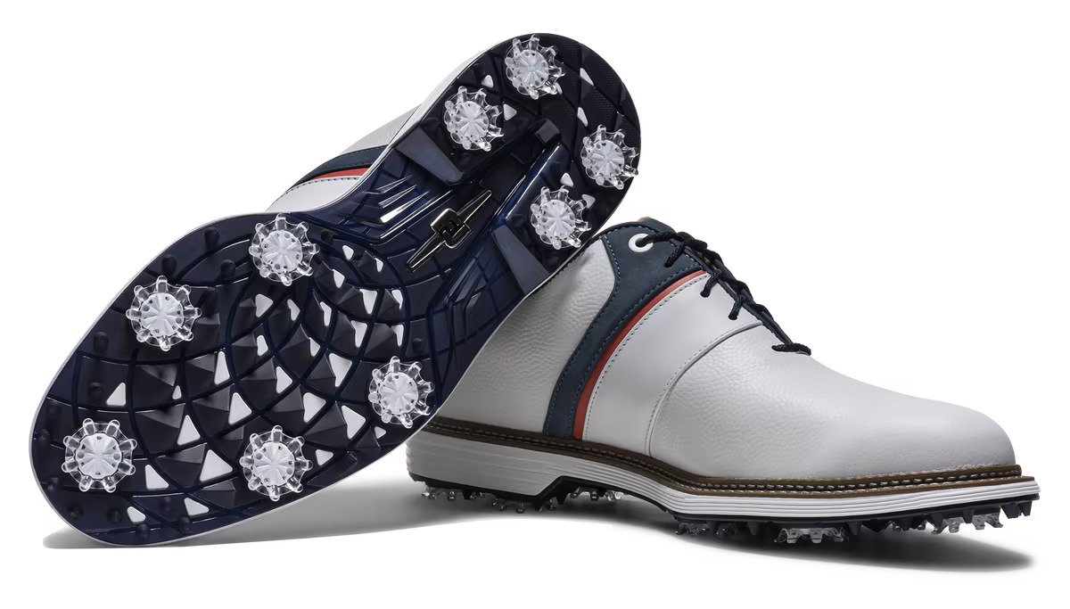FootJoy Premiere Series - Packard heren golfschoenen, wit/blauw/nantucket red