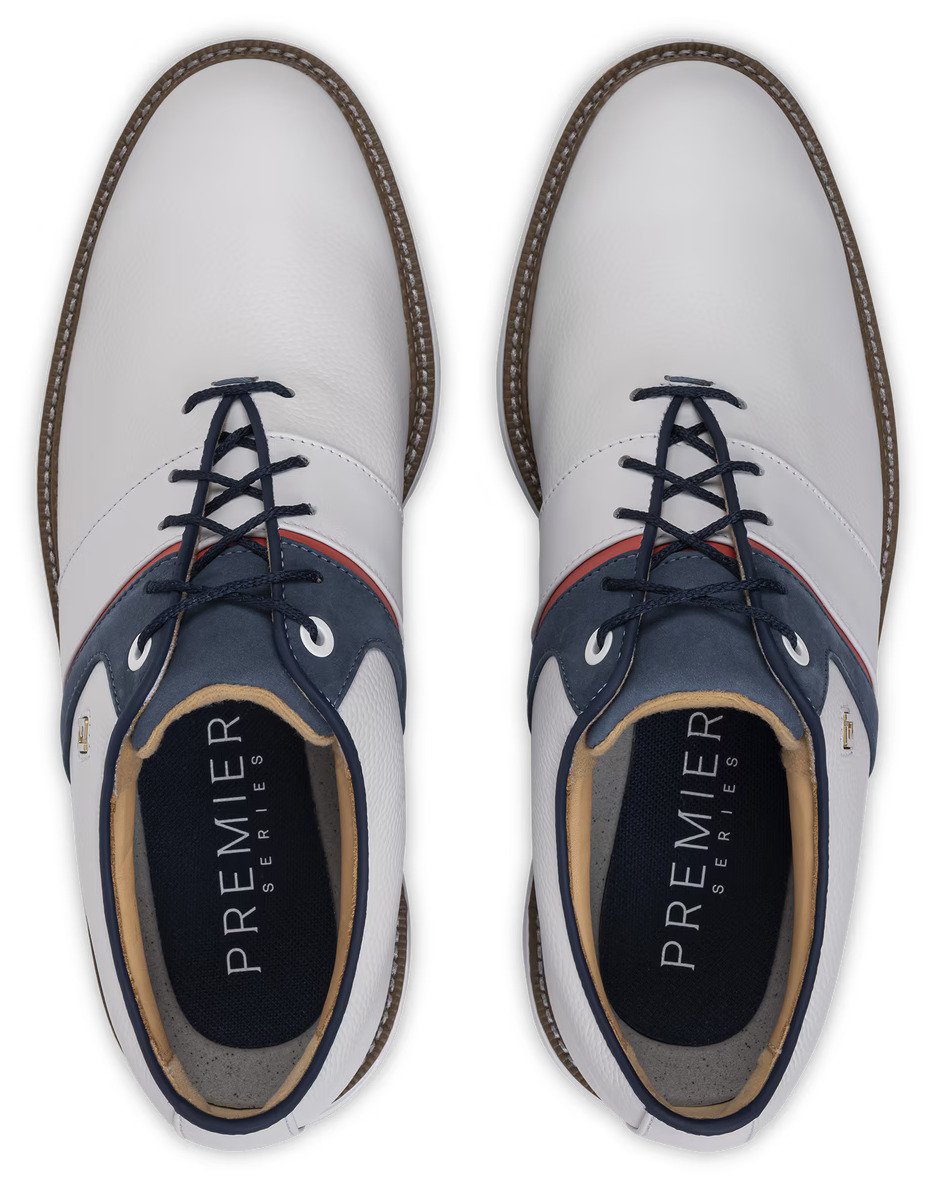 FootJoy Premiere Series - Packard heren golfschoenen, wit/blauw/nantucket red