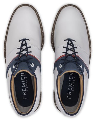 FootJoy Premiere Series - Packard heren golfschoenen, wit/blauw/nantucket red