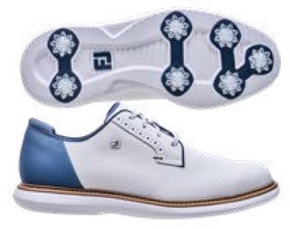 FootJoy FJ Traditions Blucher heren golfschoenen, wit/blauw/tan