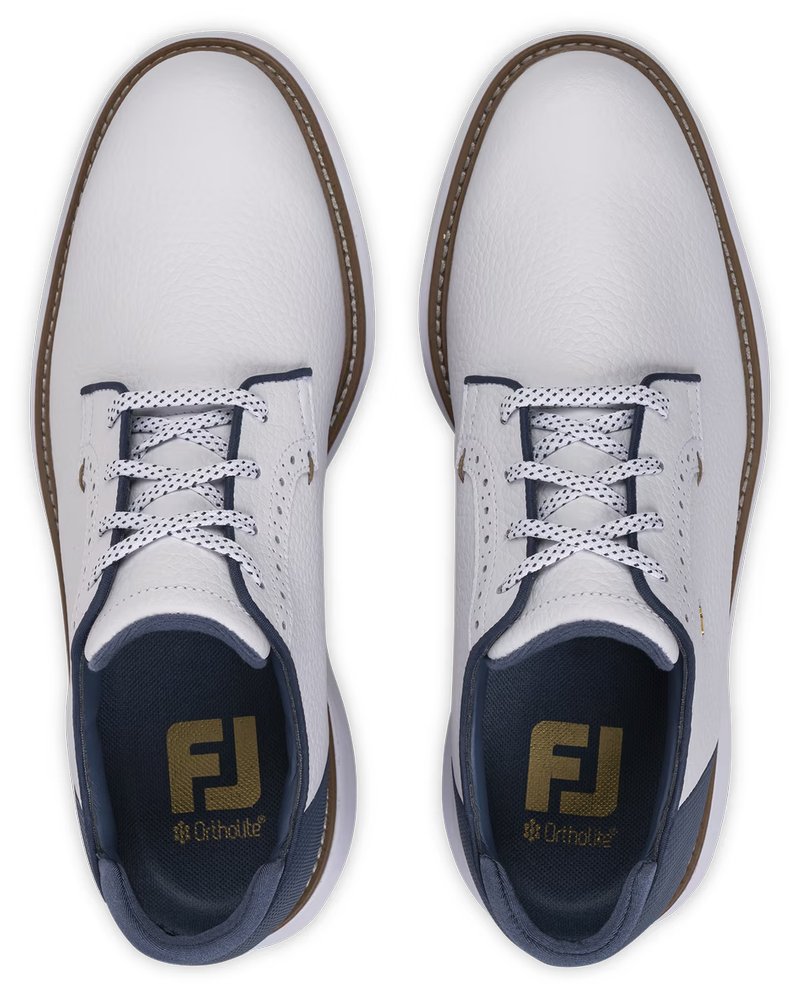 FootJoy FJ Traditions Blucher heren golfschoenen, wit/blauw/tan